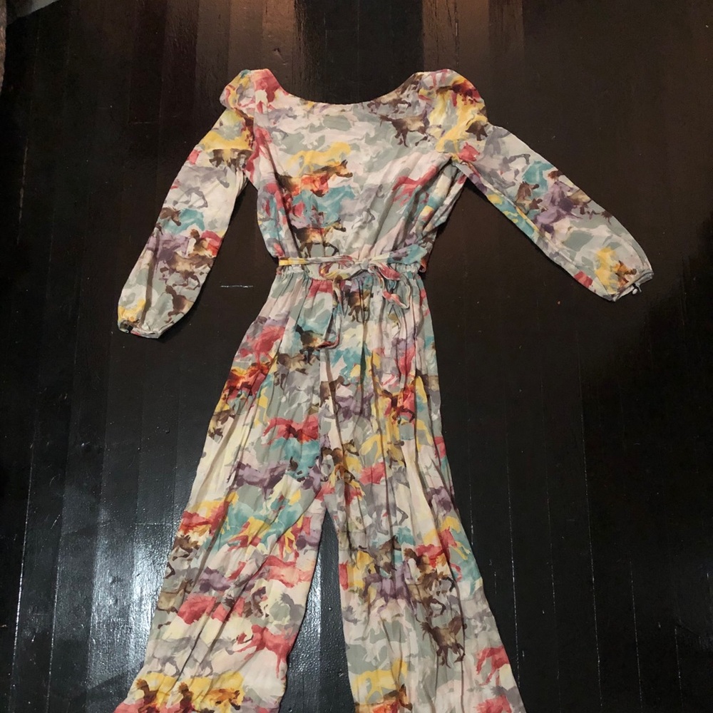 Ainsley Anthropologie Horse Watercolor Jumpsuit